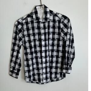 Isaac Mizrahi Black and white dress shirt size 7